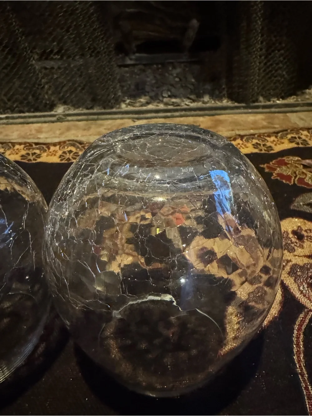 Pier 1 Imports Clear Crackle Glass Stemless Wine Glasses Set of 2 Handcrafted